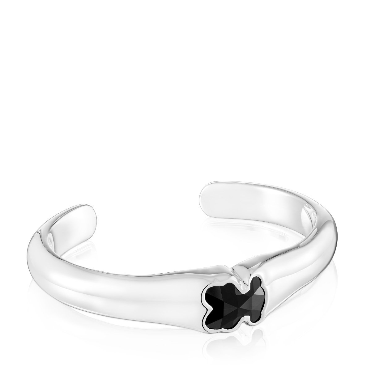 Silver Bangle with 16mm bear motif in onyx TOUS Icon Color