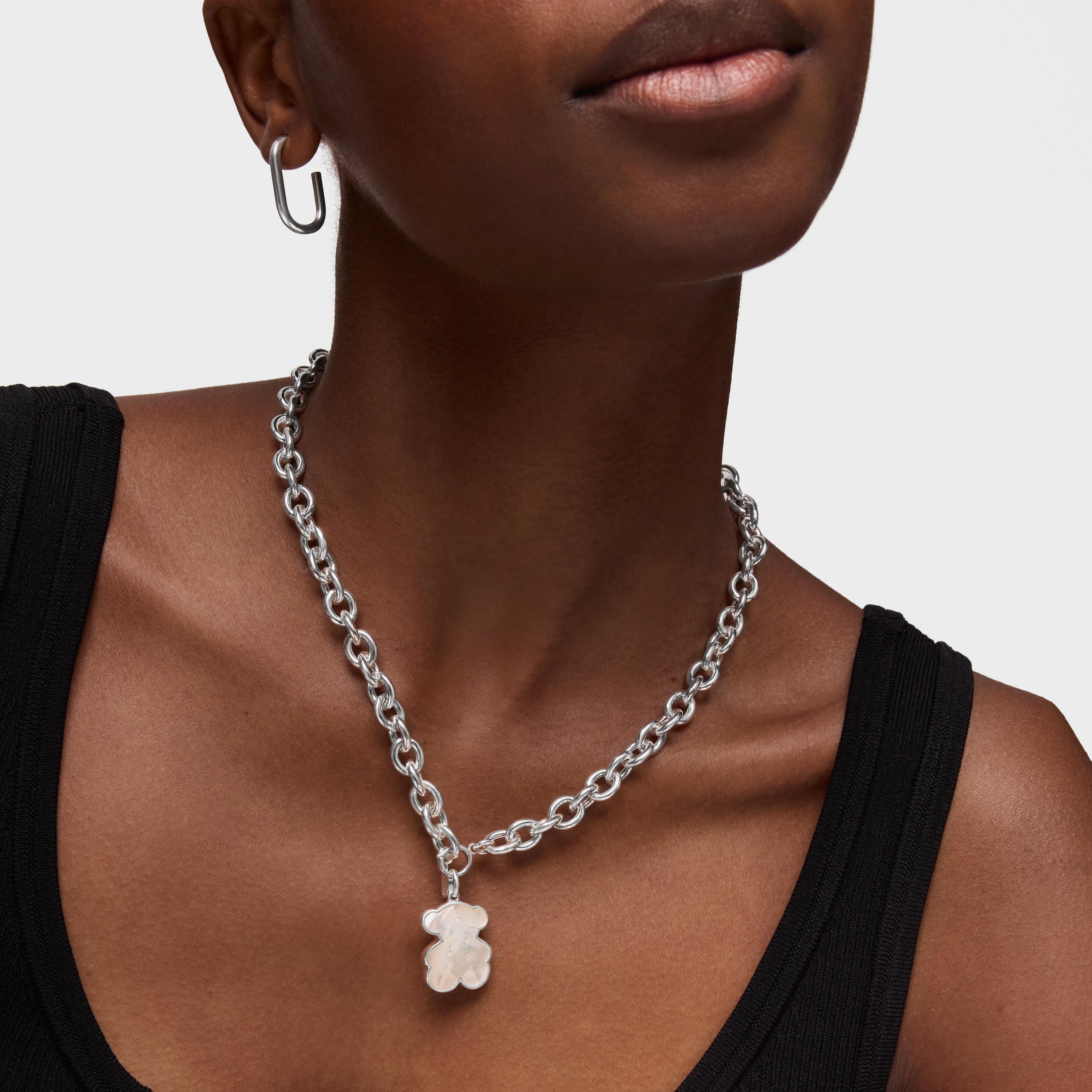 Medium silver Pendant with mother-of-pearl bear motif TOUS Icon Color