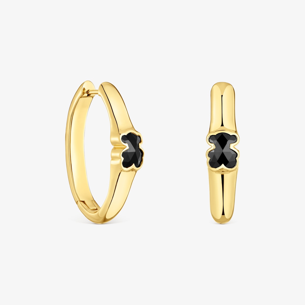 Tous - Pendientes De Aro Con Baño De Oro 18 Kt Sobre Plata Y Motivo Oso En Ónix 26 Mm Icon Color - Negro