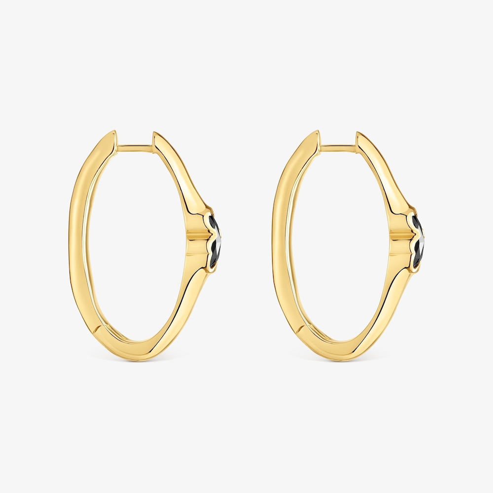 Arracades d'anella amb bany d'or 18 kt sobre plata i motiu &oacute;s en &ograve;nix 26 mm Icon Color