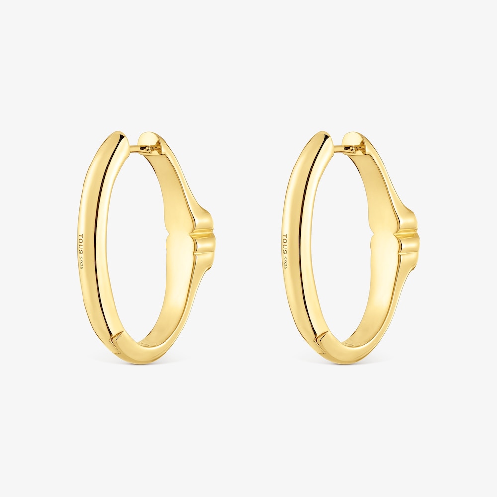 Arracades d'anella amb bany d'or 18 kt sobre plata i motiu &oacute;s en &ograve;nix 26 mm Icon Color