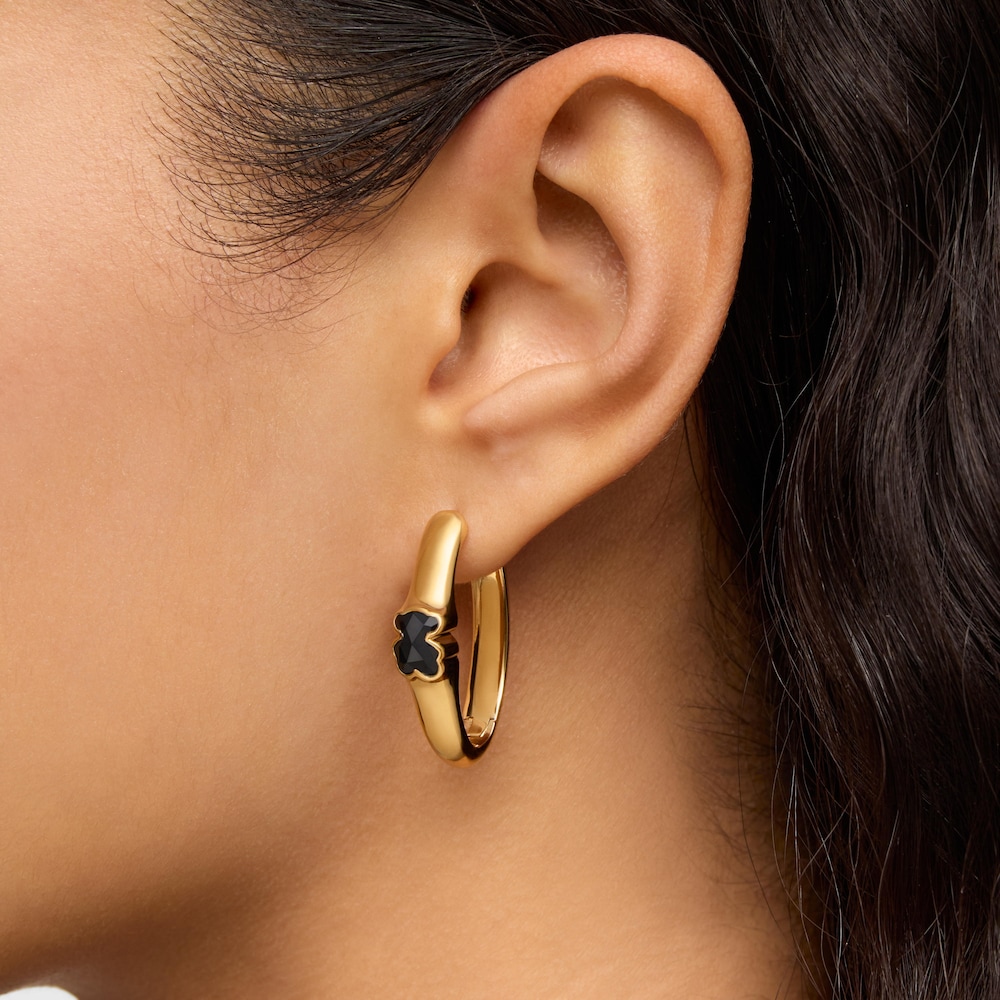 Arracades d'anella amb bany d'or 18 kt sobre plata i motiu &oacute;s en &ograve;nix 26 mm Icon Color