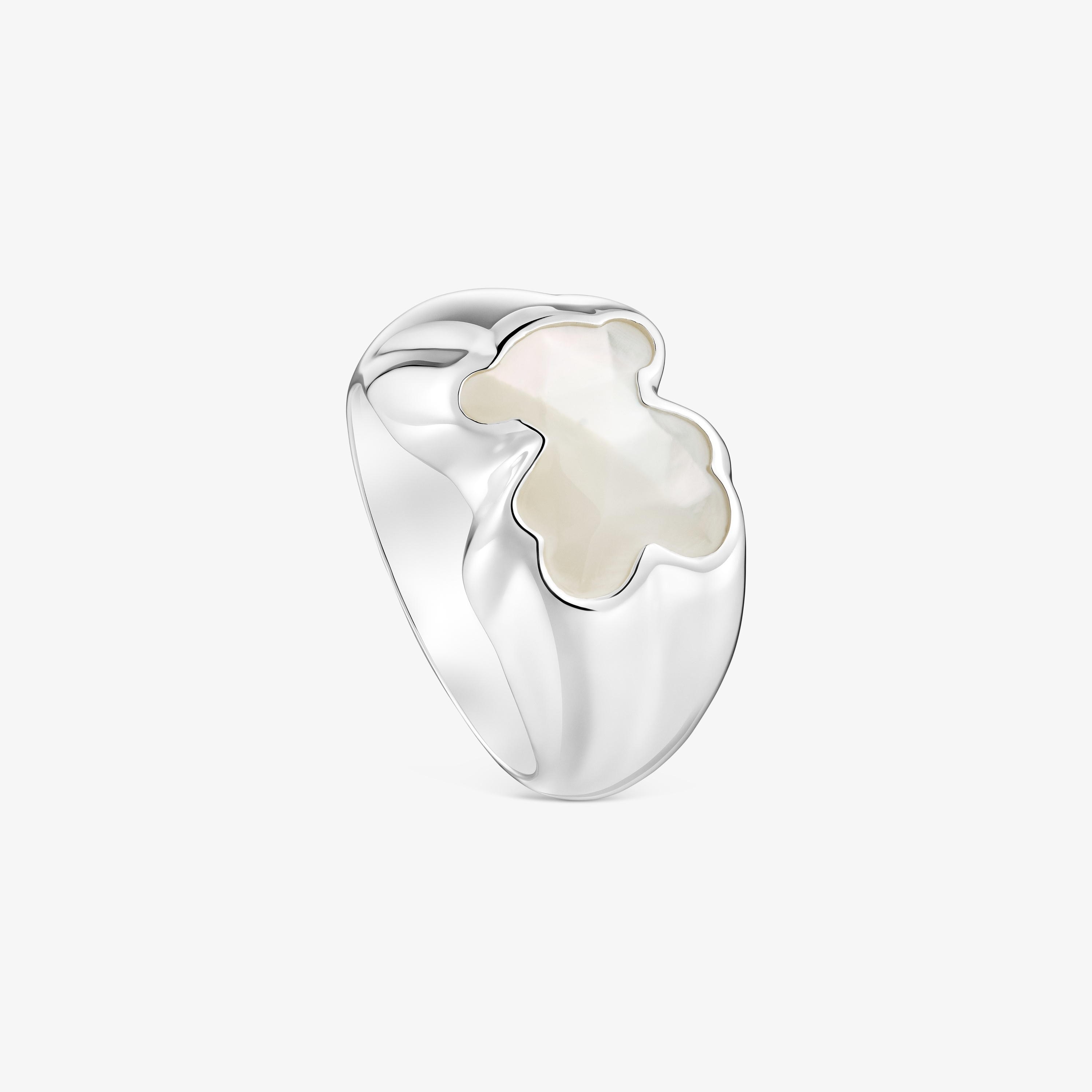 TOUS トウス 熊 クマ ベアーモチーフ リング SILVER925 シルバーとマザー・オブ・パールを添えたベアモチーフを組み合わせた