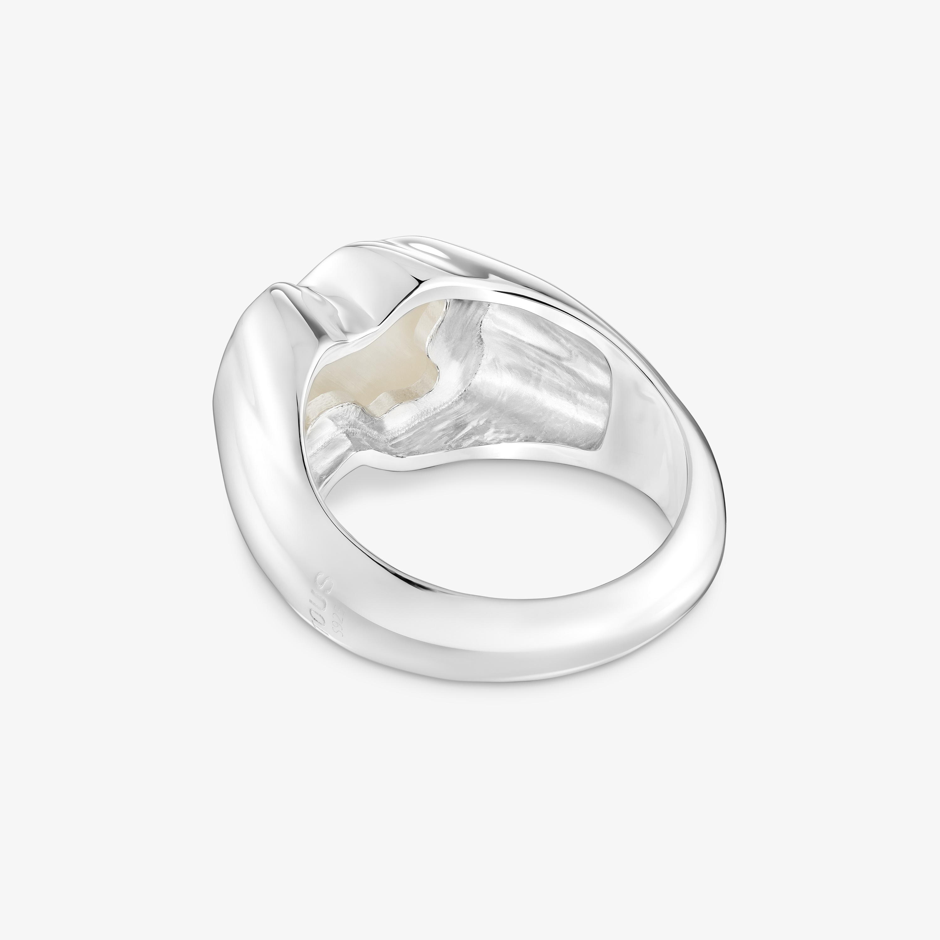 Medium silver Ring with mother-of-pearl bear motif TOUS Icon Color