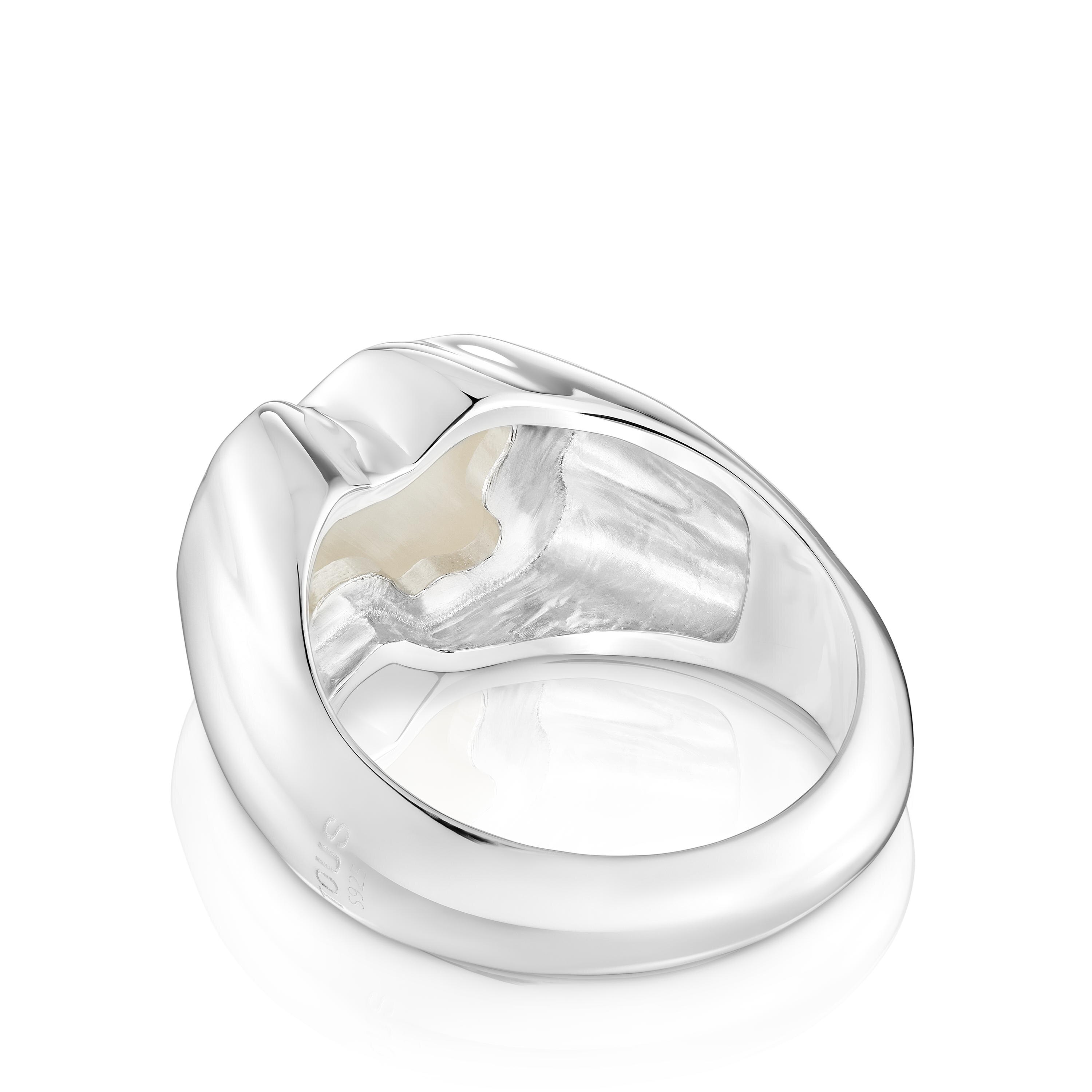 ちろるQ Medium silver Ring with mother-of-pearl bear motif TOUS Icon