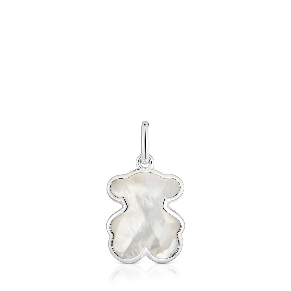 Small silver Pendant with mother-of-pearl bear charm TOUS Icon Color