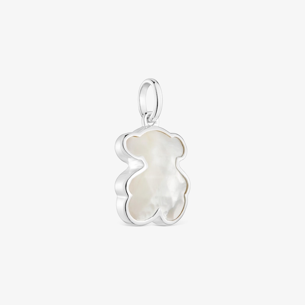 Colgante peque&ntilde;o de plata y motivo oso en n&aacute;car Icon Color