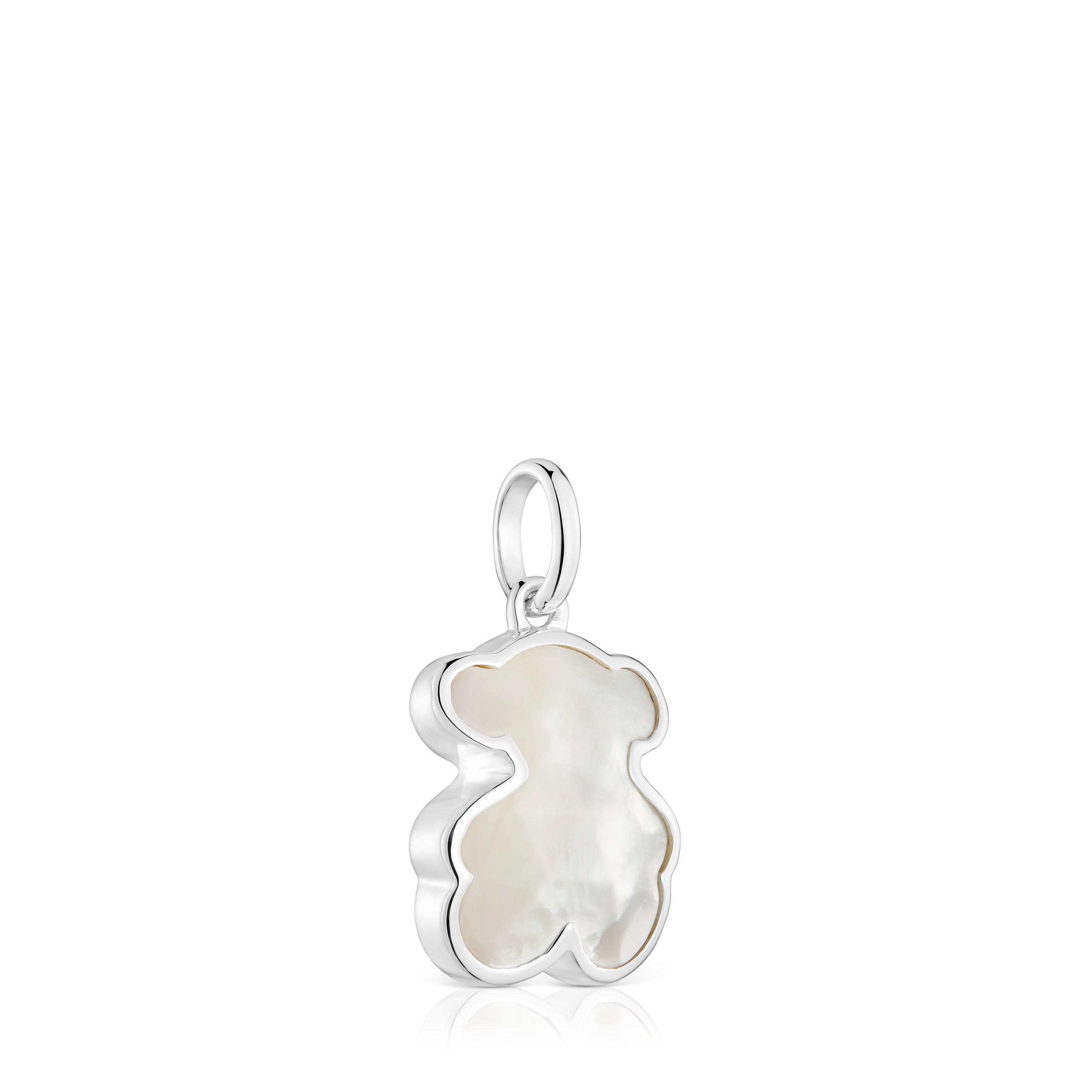 Small silver Pendant with mother-of-pearl bear charm TOUS Icon Color
