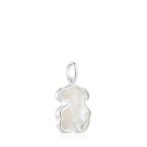 Colgante pequeño de plata y motivo oso en nácar Icon Color