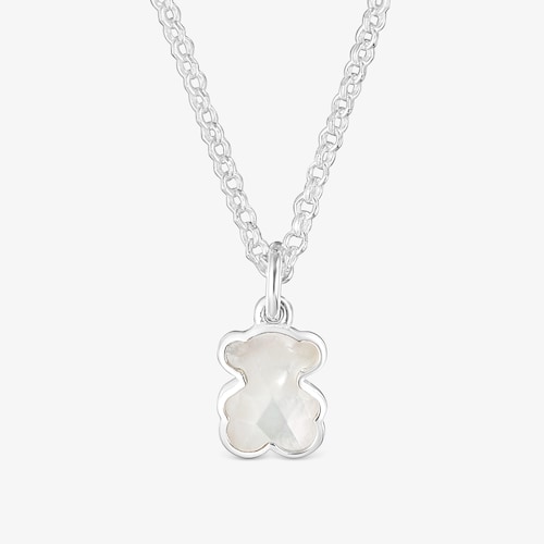 Collar corto de plata y motivo oso en n&aacute;car Icon Color