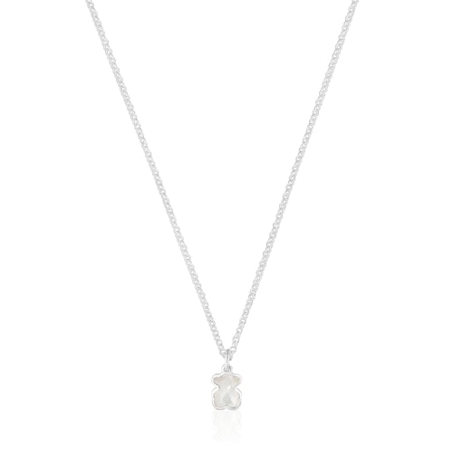 Short silver Necklace with mother-of-pearl bear motif TOUS Icon Color