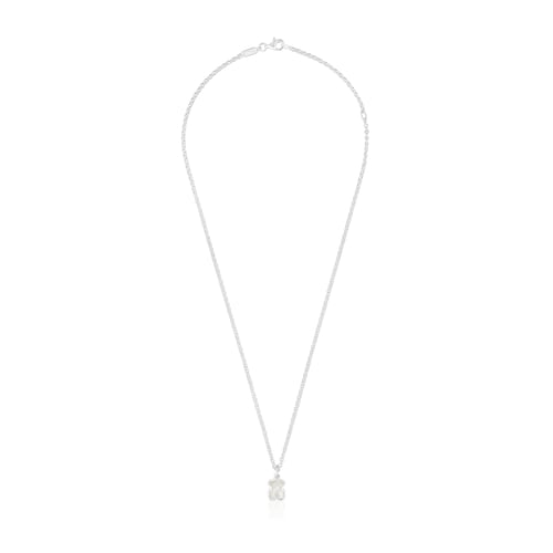 Short silver Necklace with mother-of-pearl bear motif TOUS Icon Color