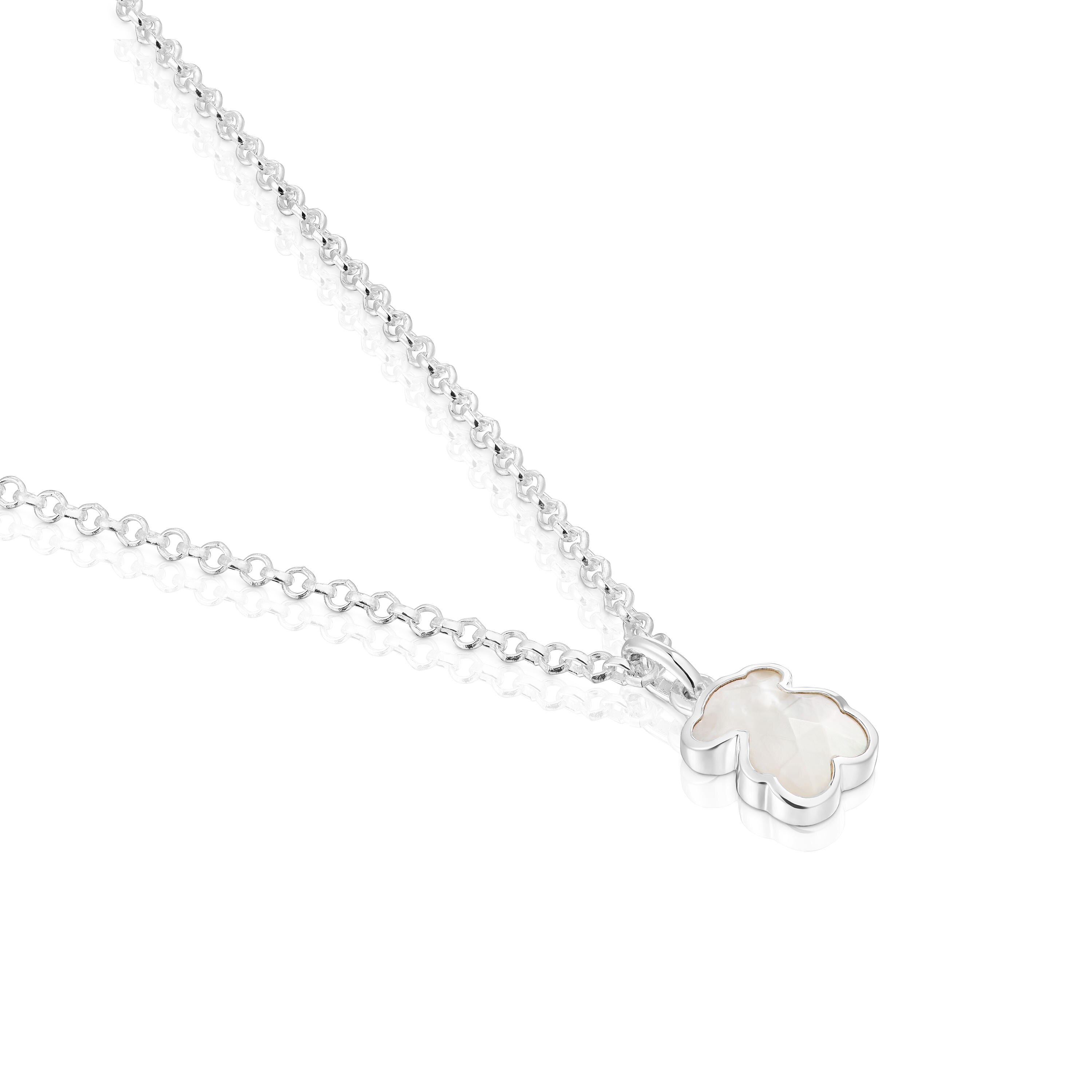 Short silver Necklace with mother-of-pearl bear motif TOUS