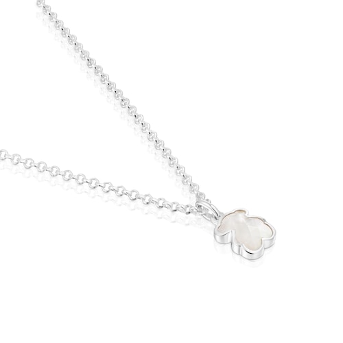Short silver Necklace with mother-of-pearl bear motif TOUS Icon Color