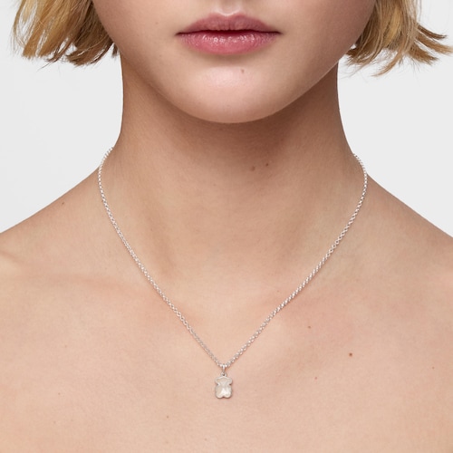 Short silver Necklace with mother-of-pearl bear motif TOUS Icon Color