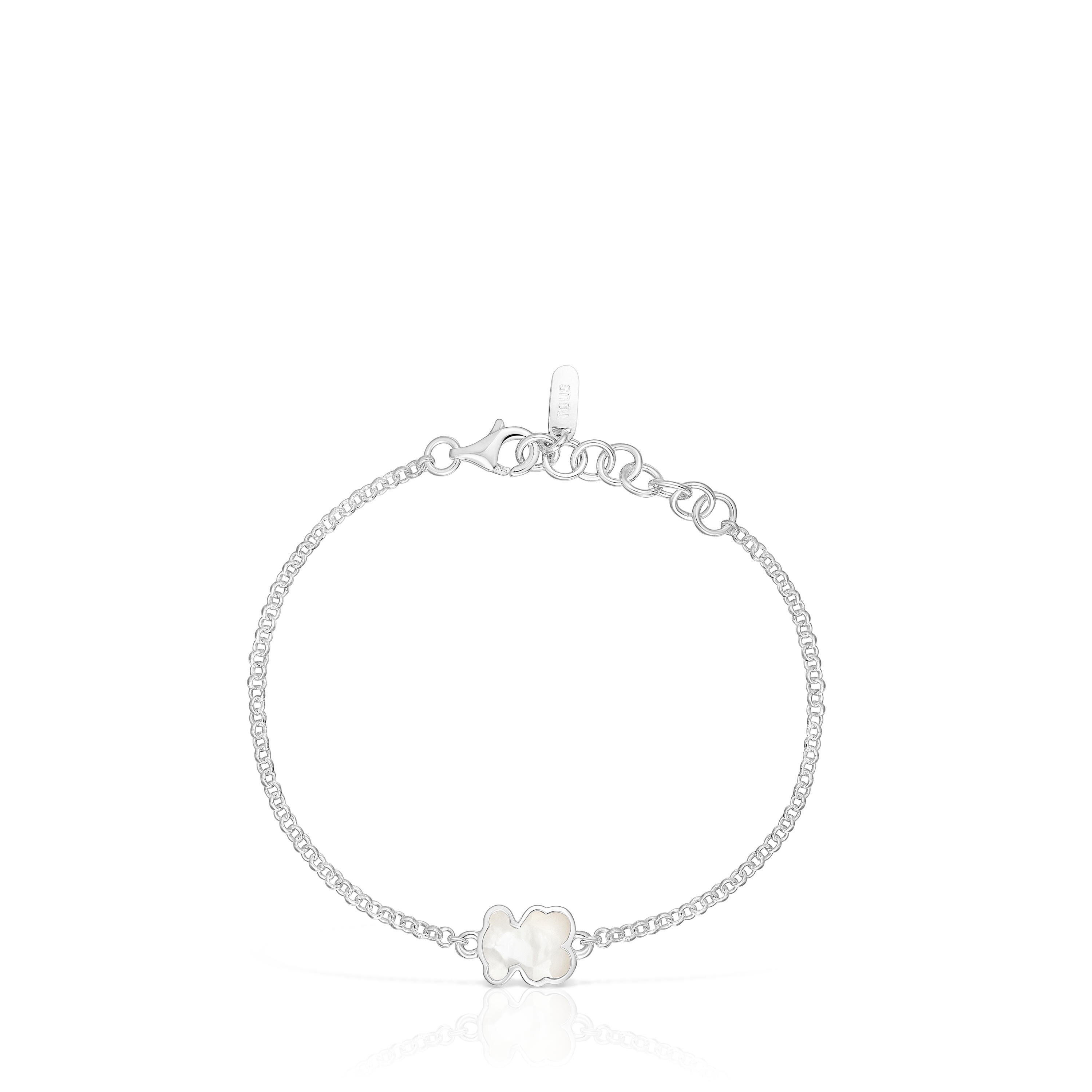 Silver chain Bracelet with mother-of-pearl bear charm TOUS Icon Color