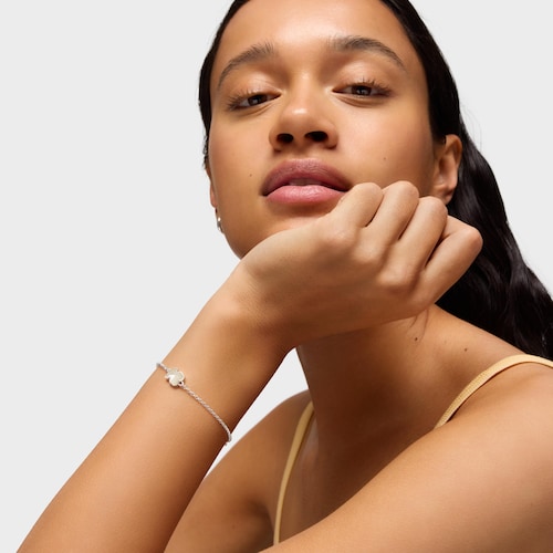 Pulsera cadena de plata y motivo oso en nácar Icon Color