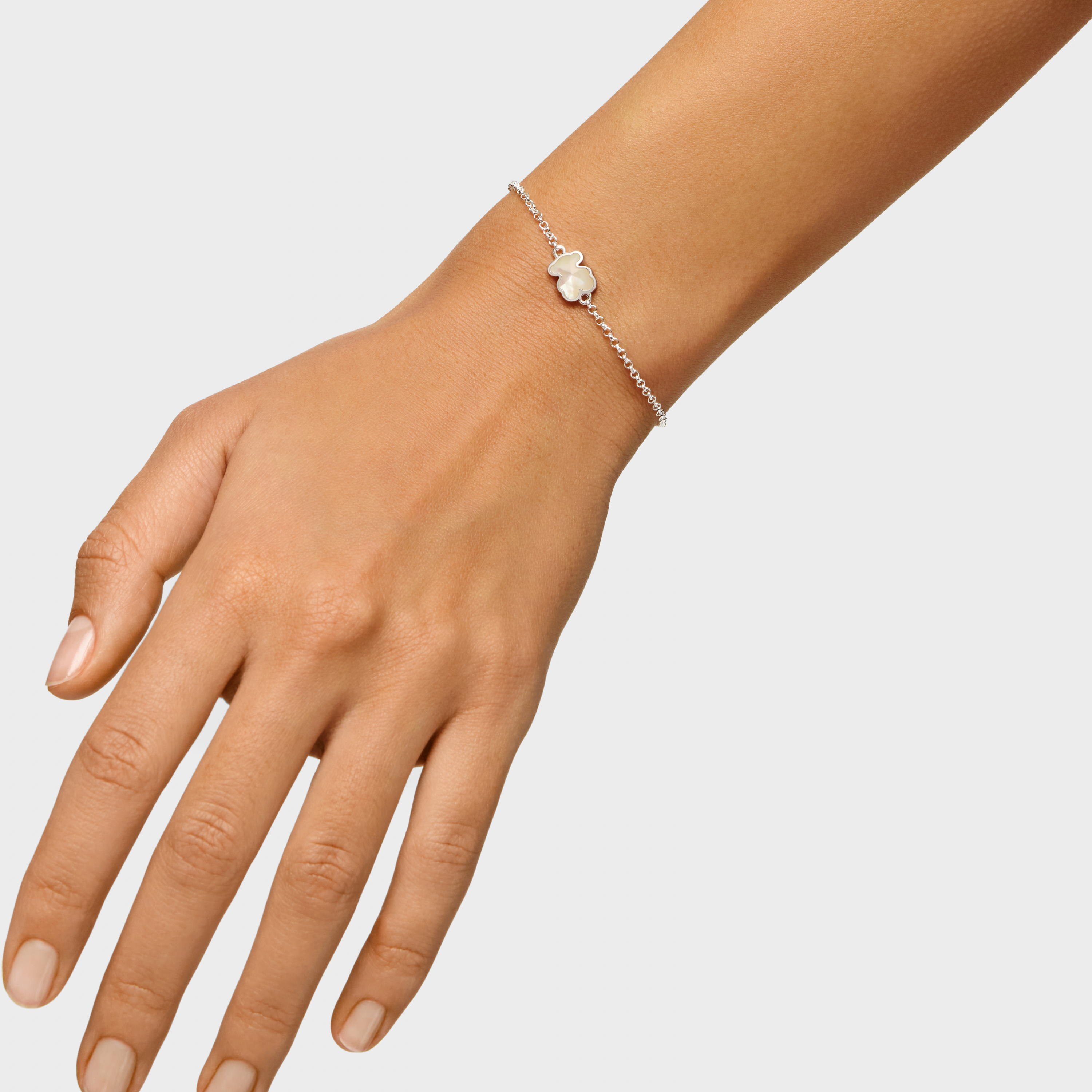 Silver chain Bracelet with mother-of-pearl bear charm TOUS Icon Color