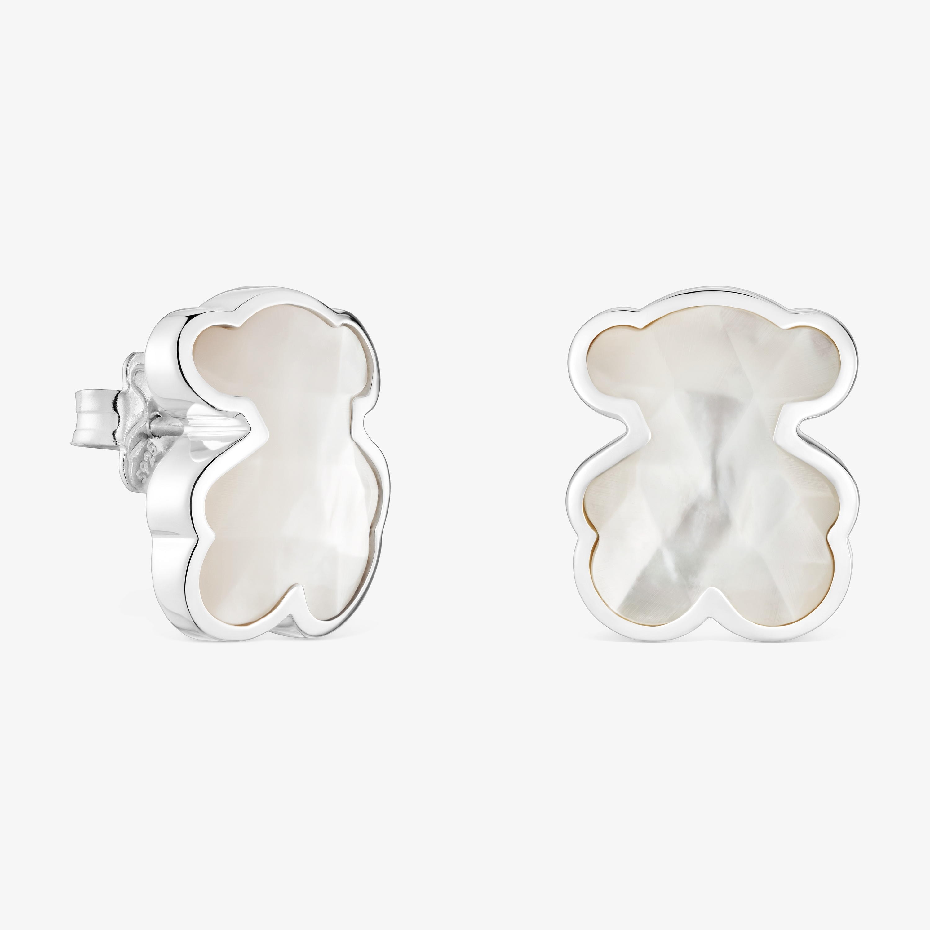 mm silver and mother-of-pearl bear Earrings TOUS Icon Color