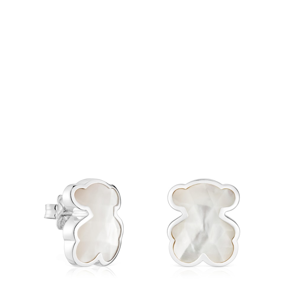 mm silver and mother-of-pearl bear Earrings TOUS Icon Color