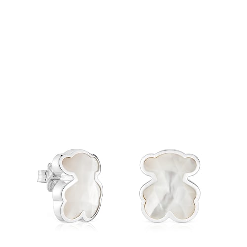 16 mm silver and mother-of-pearl bear Earrings TOUS Icon Color