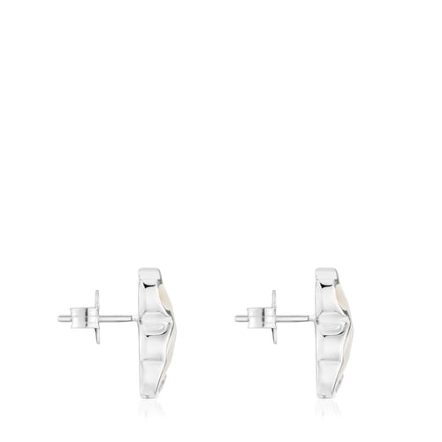16 mm silver and mother-of-pearl bear Earrings TOUS Icon Color