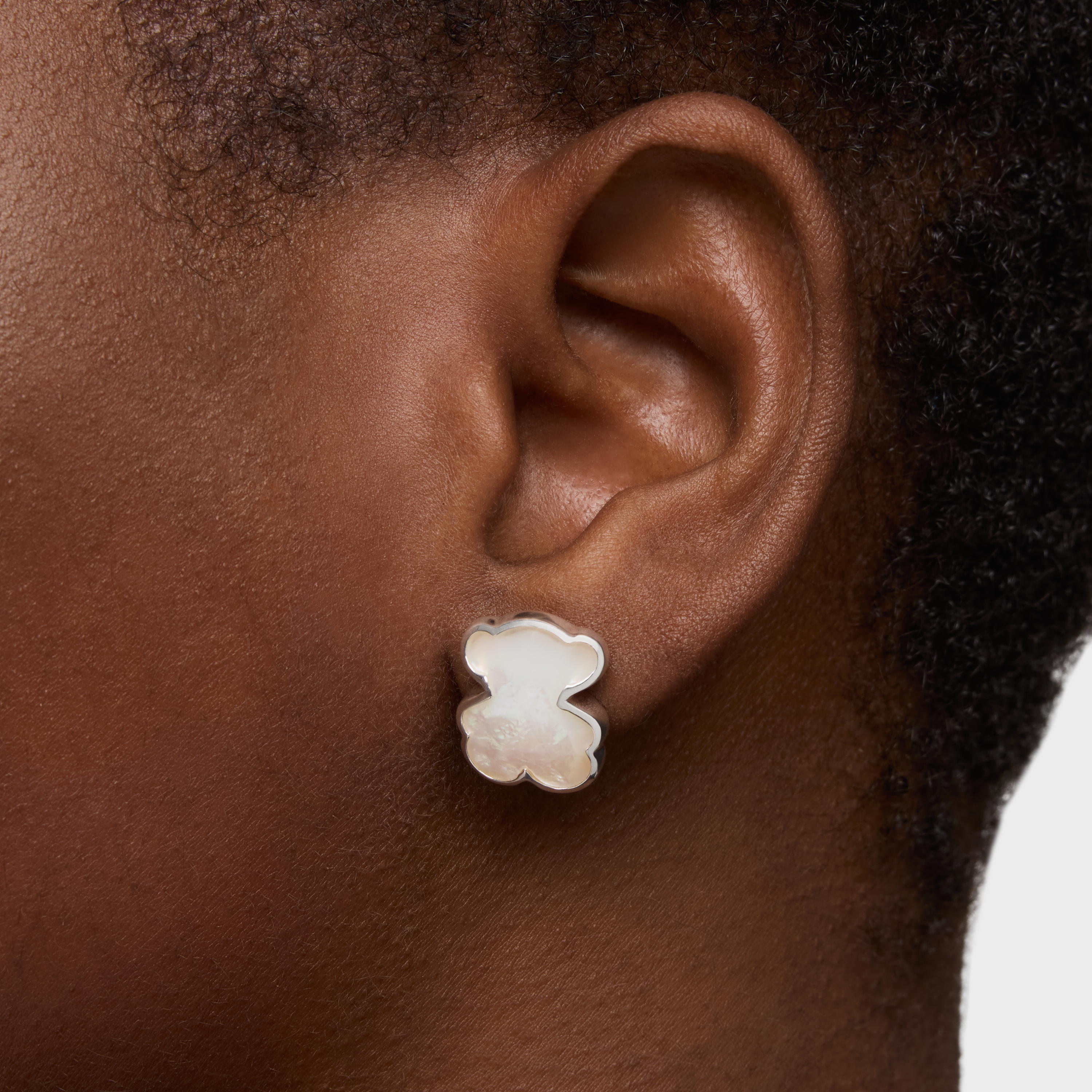 mm silver and mother-of-pearl bear Earrings TOUS Icon Color