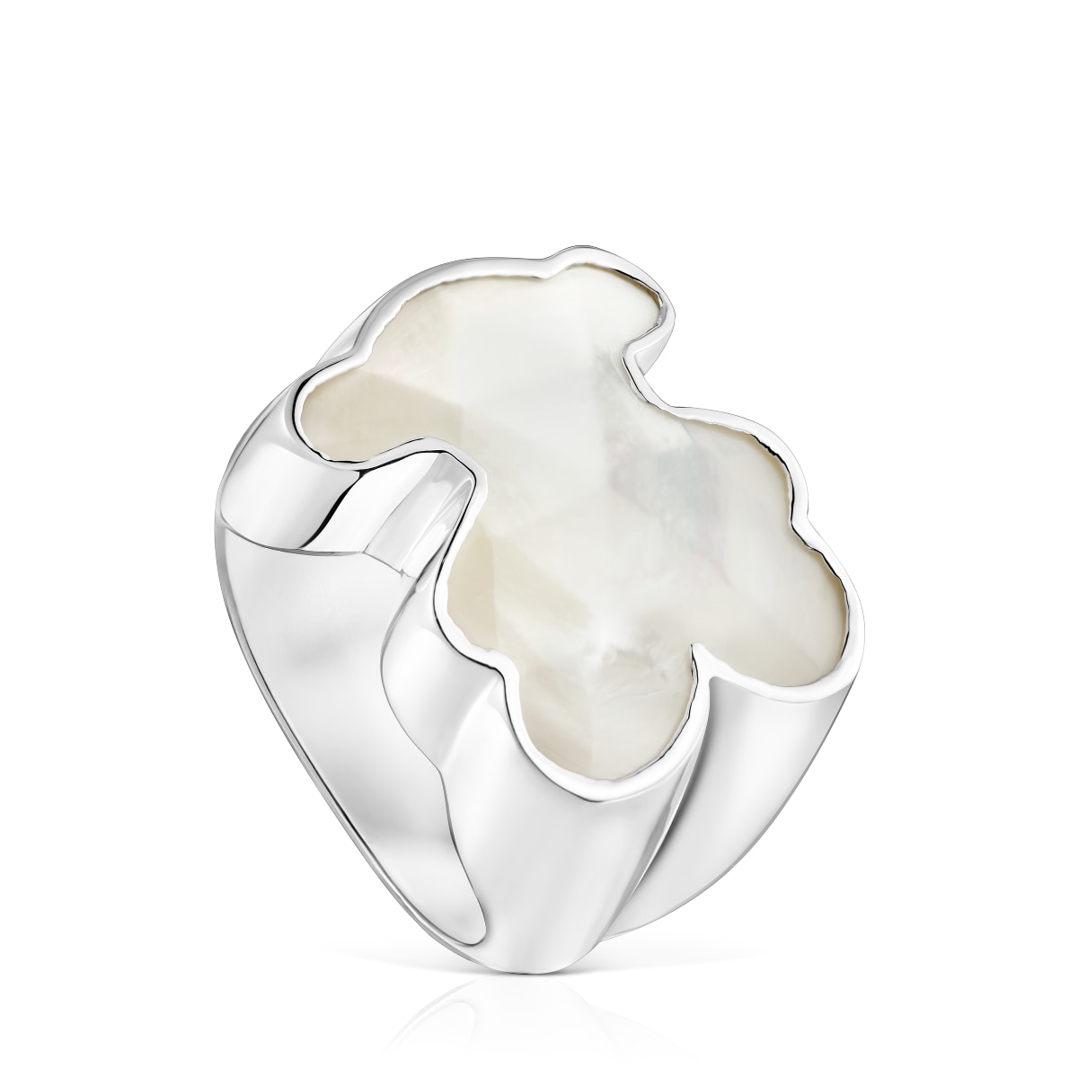 Silver Signet ring with mother-of-pearl bear motif TOUS Icon Color