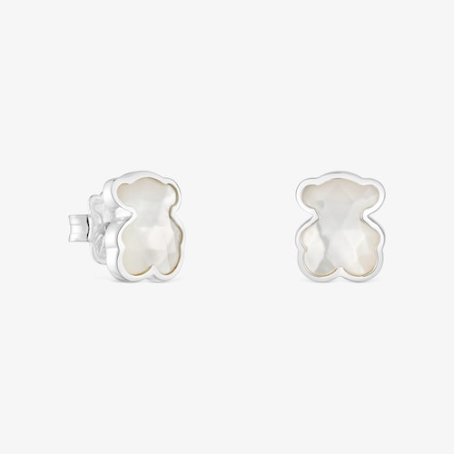 Kolczyki z misiem ze srebra i masy perłowej 10 mm TOUS Icon Color