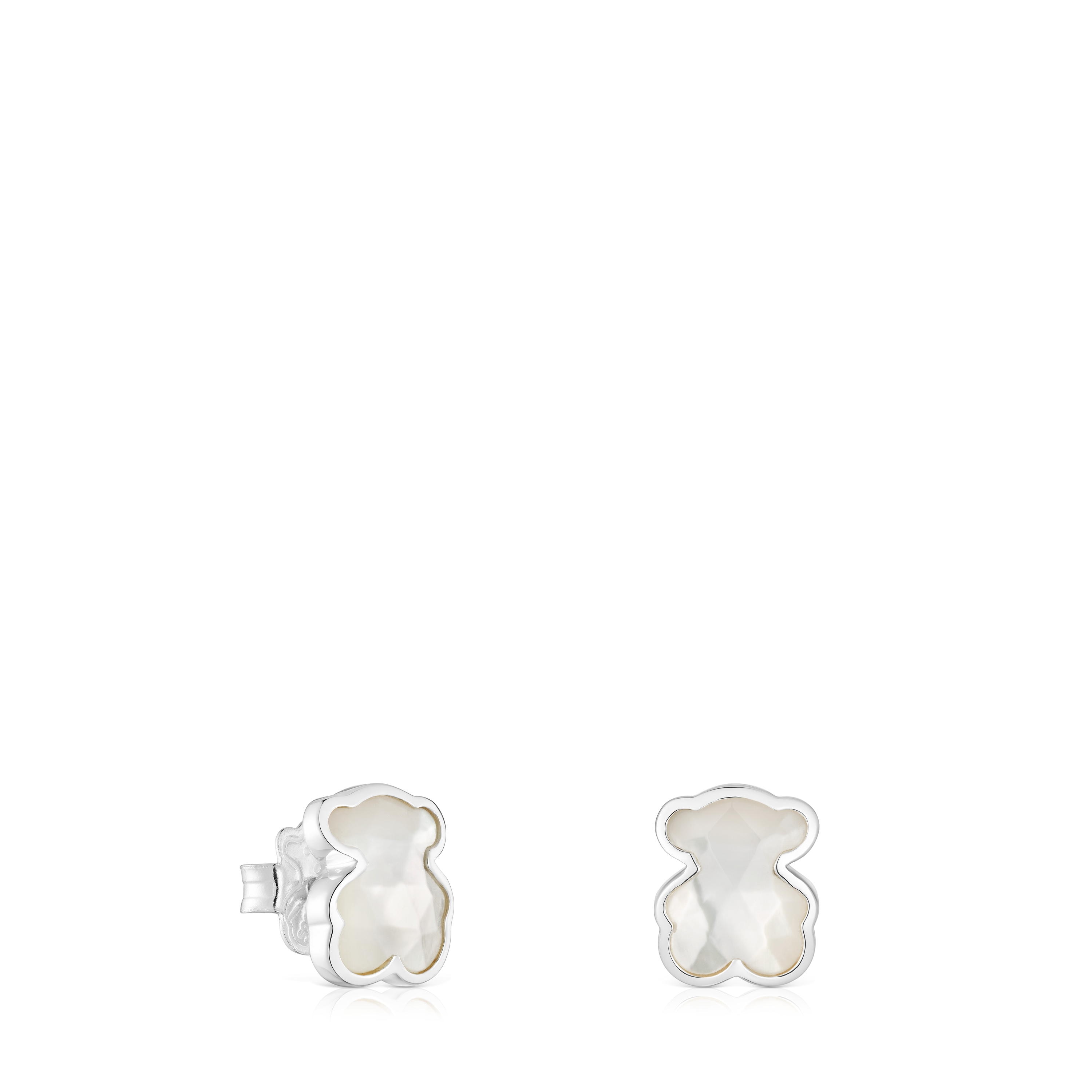 10 mm silver and mother-of-pearl bear Earrings TOUS Icon