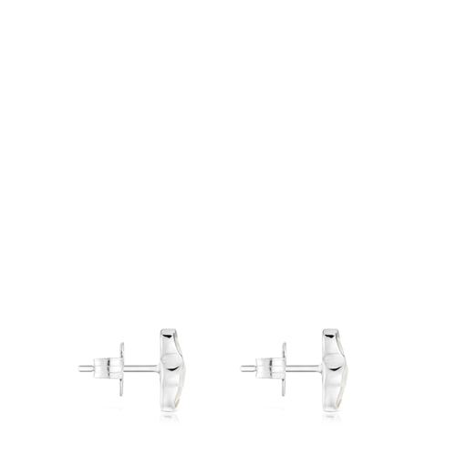 Pendientes oso de plata y nácar 10 mm Icon Color