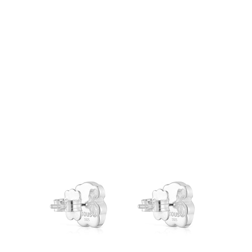 Pendientes oso de plata y nácar 10 mm Icon Color