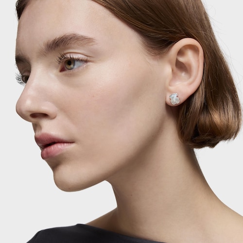 Pendientes oso de plata y nácar 10 mm Icon Color