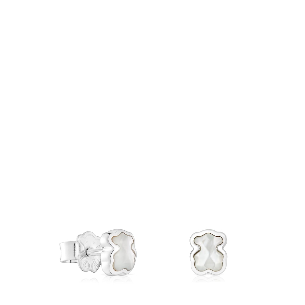 Pendientes oso de plata y nácar 6 mm Icon Color image number 0