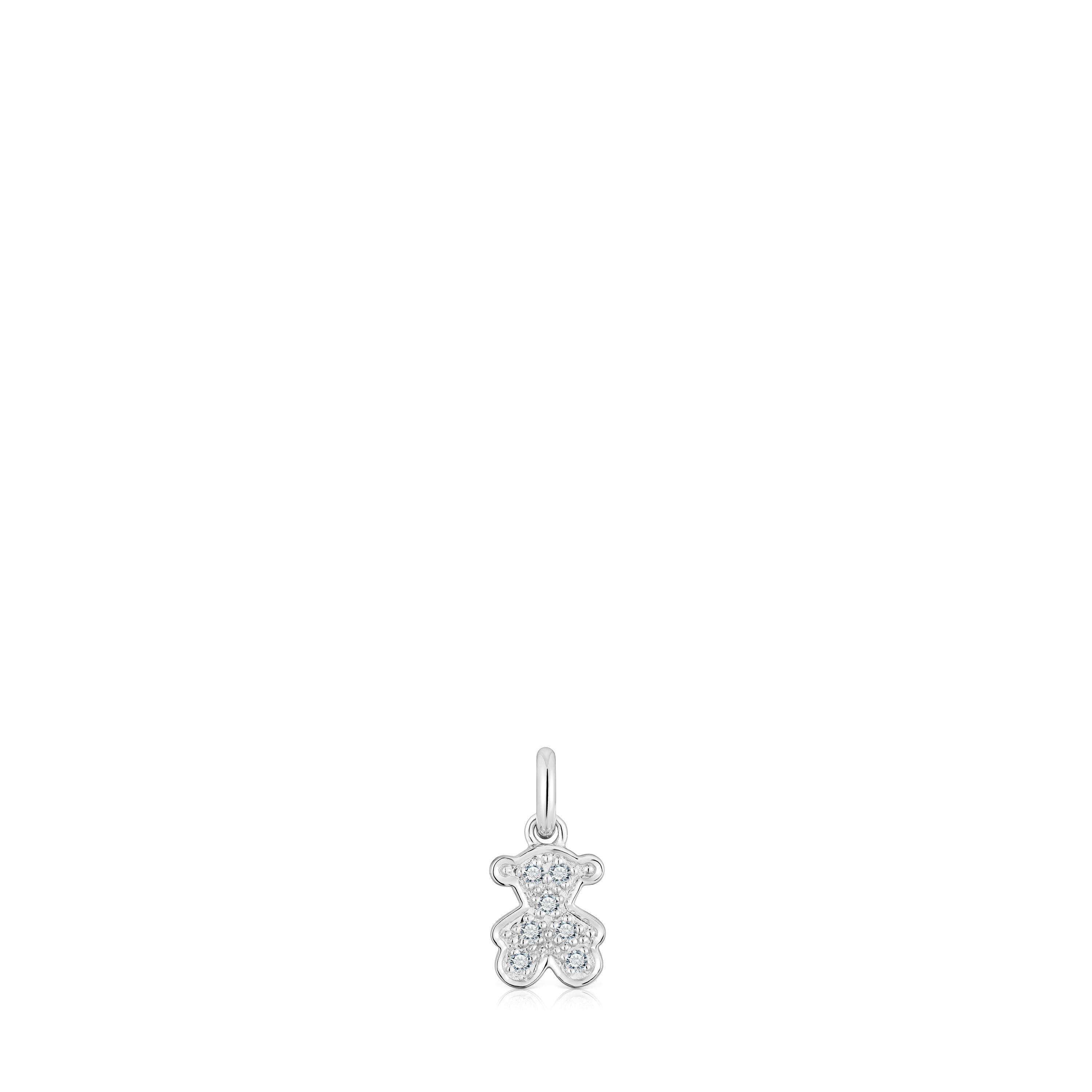 8 mm white gold bear pendant with diamonds Icon Gems