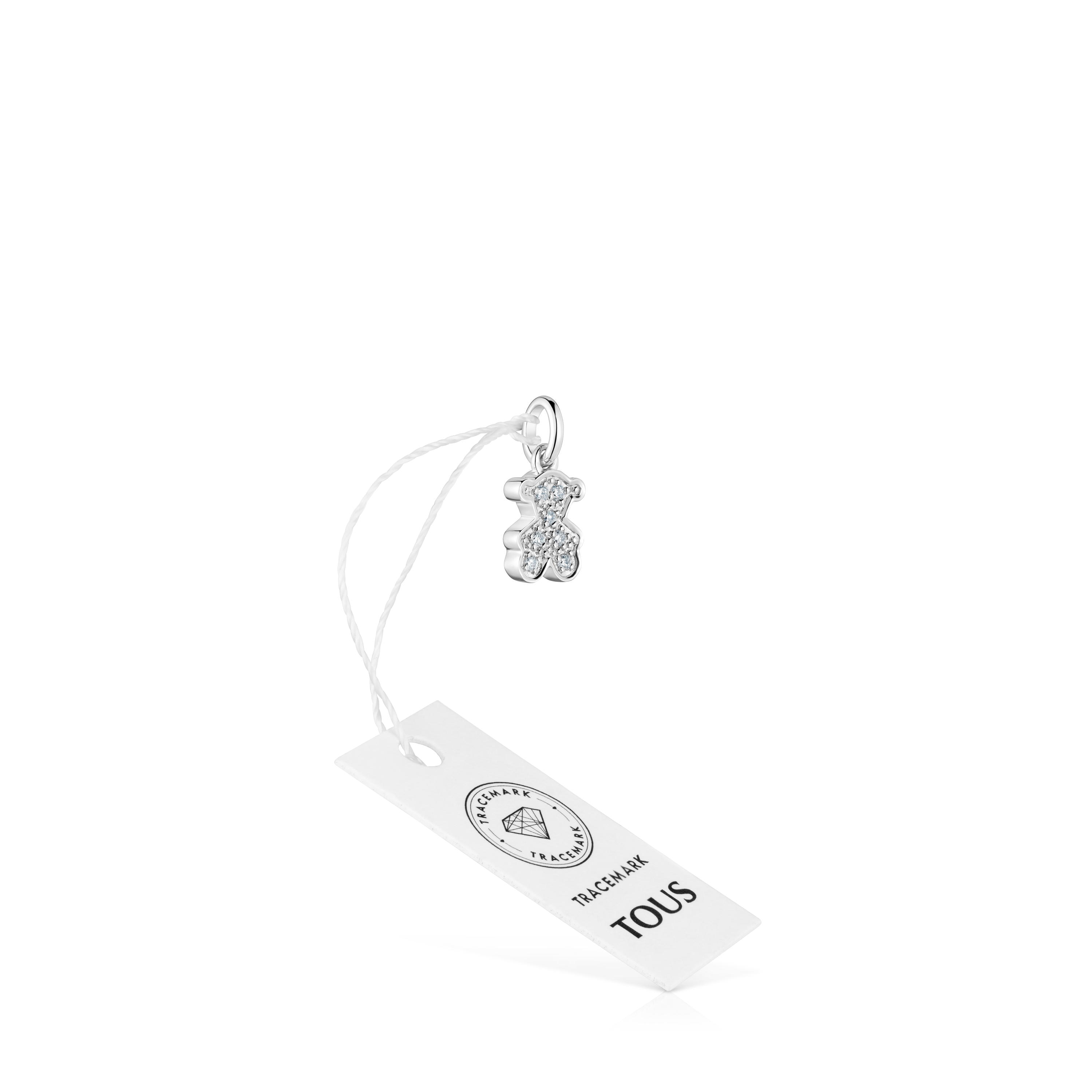 8 mm white gold bear pendant with diamonds Icon Gems