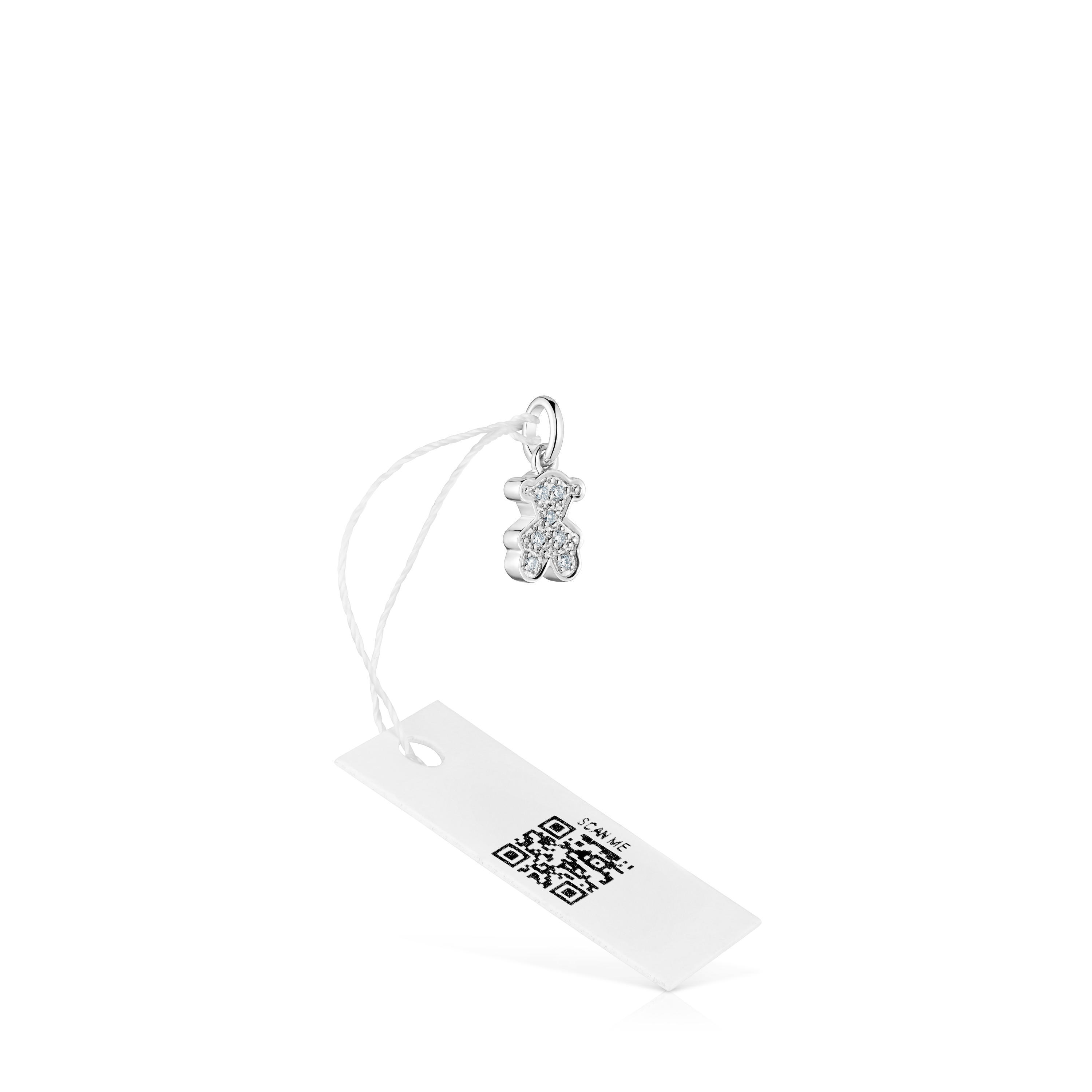 8 mm white gold bear pendant with diamonds Icon Gems
