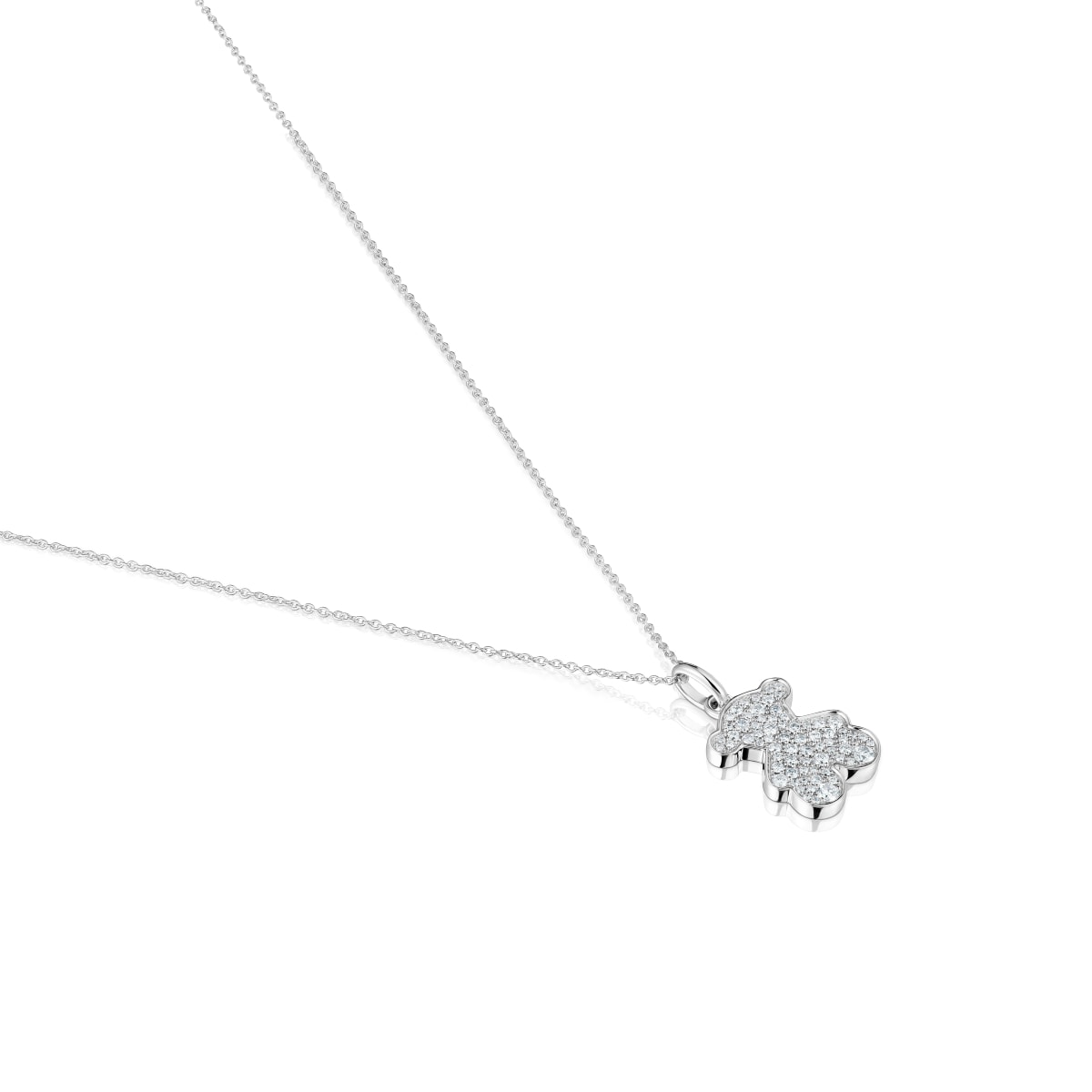 Short 16 mm white gold bear necklace with diamonds Icon Gems