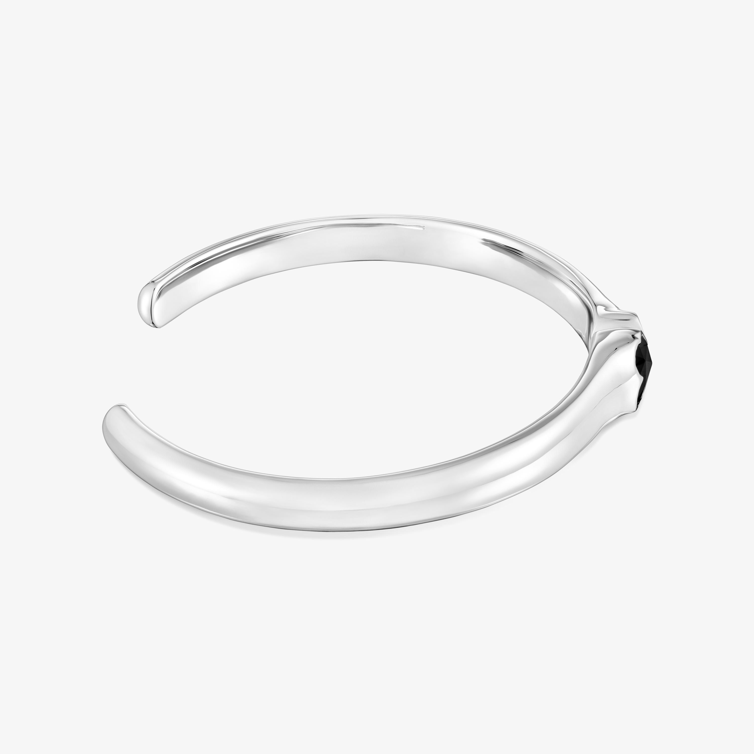 Silver Bangle with 10mm bear motif onyx TOUS Icon Color