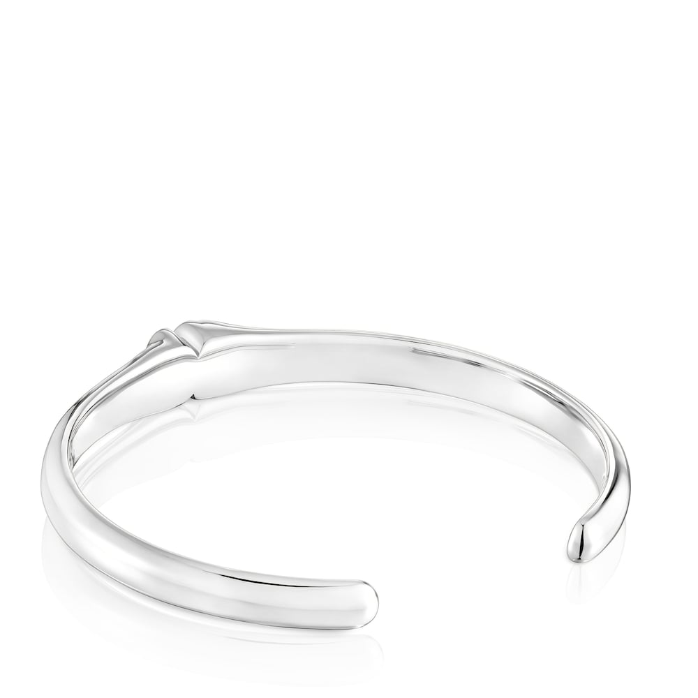 Silver Bangle with 10mm bear motif in onyx TOUS Icon Color