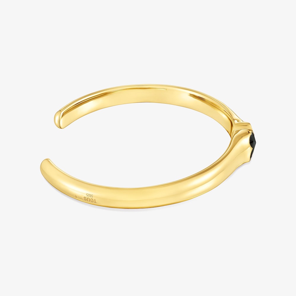 Pulsera esclava con ba&ntilde;o de oro 18 kt sobre plata y motivo oso en &oacute;nix Icon Color