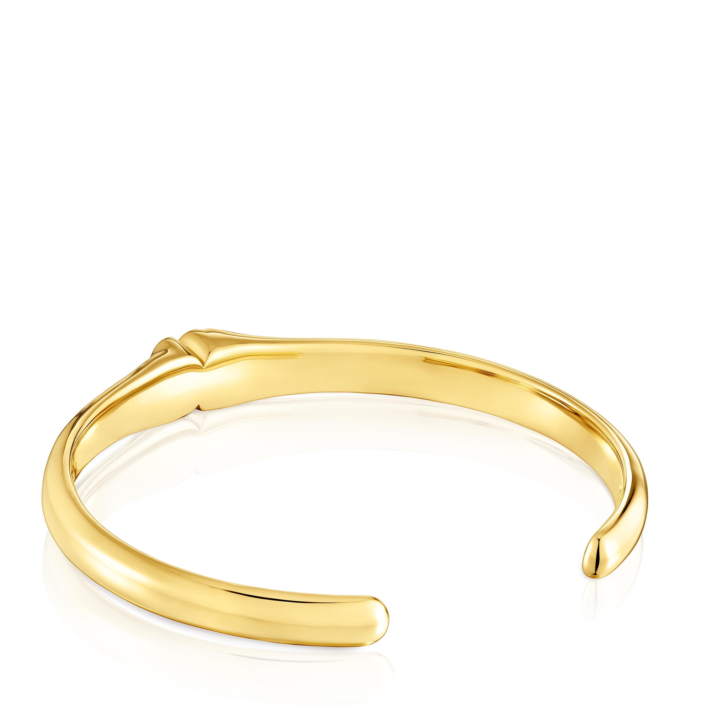 18kt gold plating over silver Bangle with onyx bear motif TOUS Icon Color