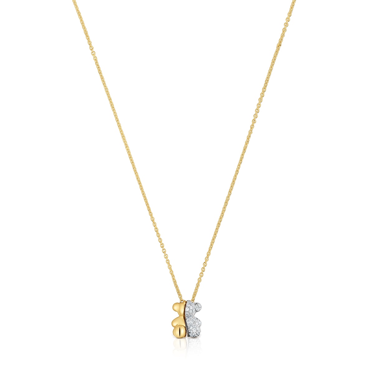 Tous - Collar Corto Doble Oso Pequeño De Oro Y Oro Blanco Con Diamantes Bold Bear - Transparente