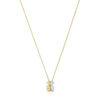 Short gold and white gold double bear Necklace with diamonds Bold Bear