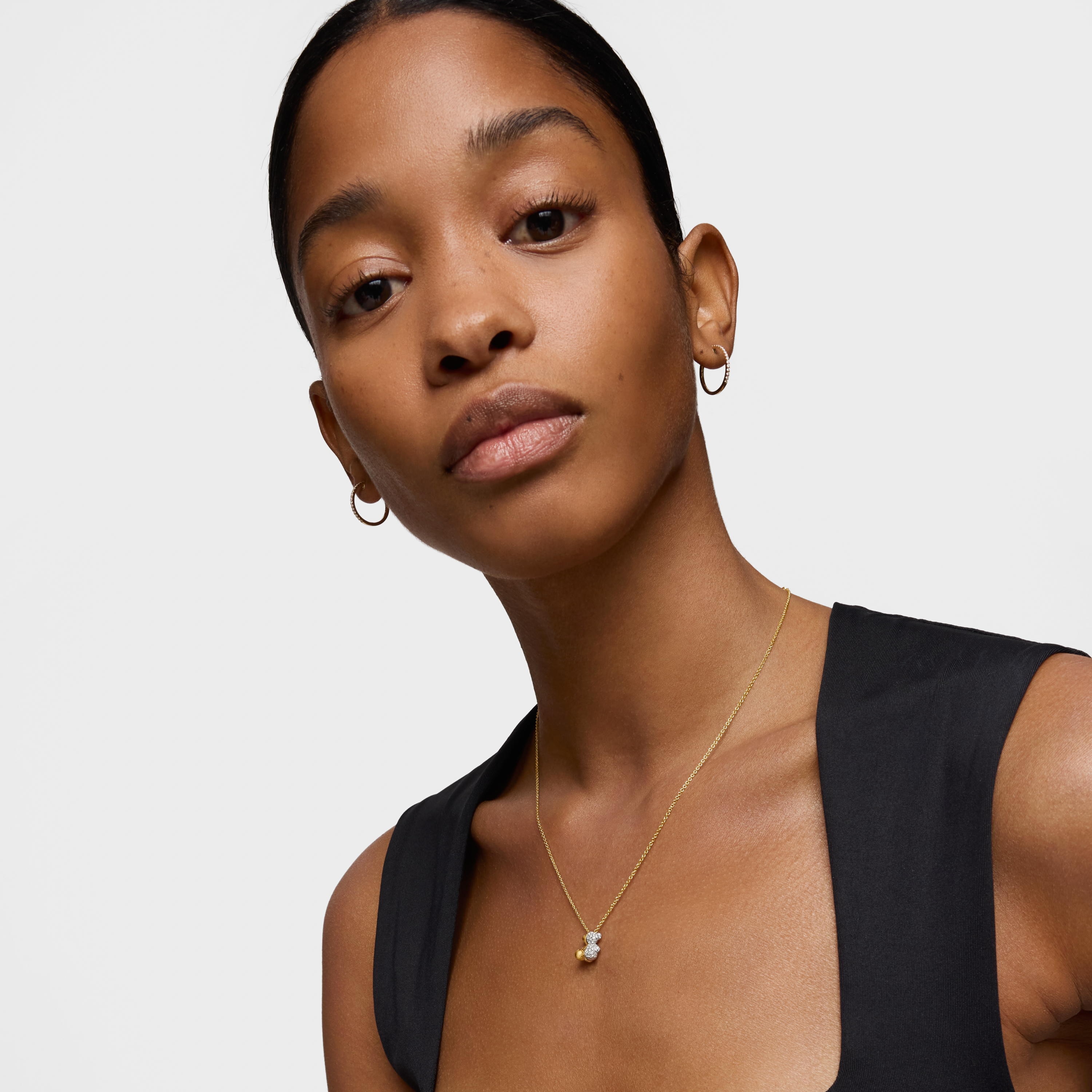 Short gold and 18K white gold double bear Necklace with diamonds Bold Bear