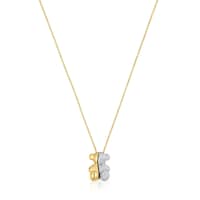 Short gold and white gold double bear Necklace with diamonds Bold Bear
