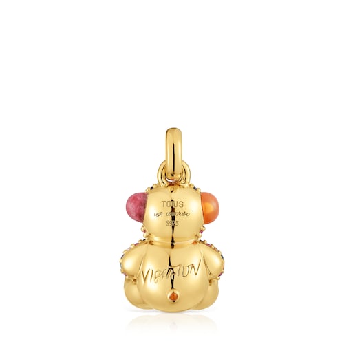 18kt gold plating over silver vibration bear Pendant with gemstones TOUS X LEA COLOMBO