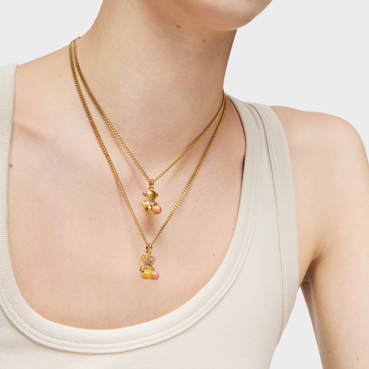 18kt gold plating over silver vibration bear Pendant with gemstones TOUS X LEA COLOMBO