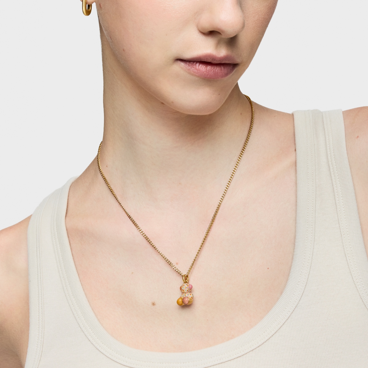18kt gold plating over silver vibration bear Pendant with gemstones TOUS X LEA COLOMBO