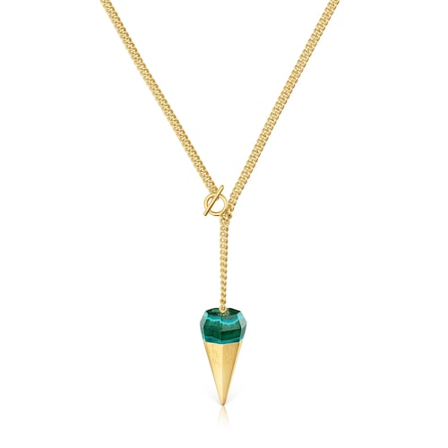 Short 18kt gold plating over silver Necklace with chrysocolla malachite TOUS X LEA COLOMBO